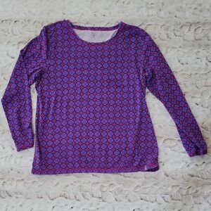T by TALBOTS Supersoft Jersey Ruched Sleeve Tee XL Stretchy Top Pink  Periwinkle